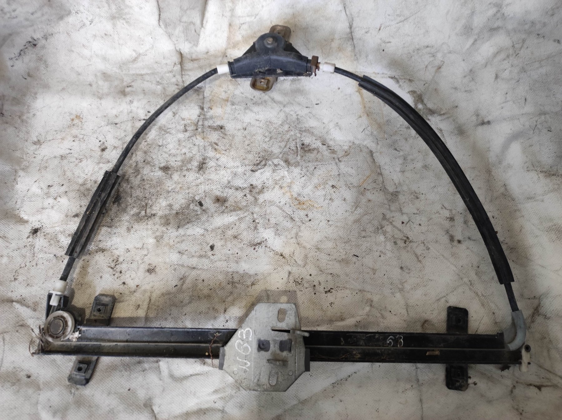 механізм підйому стекол; механізм склопідіймача дверей передніх, правих; склопідйомник (механізм переміщення скла; Склопідйомник передньої правої двері; Механізм склопідіймача двері передньої, правої) Volkswagen Golf II 1983-1992 191837402B